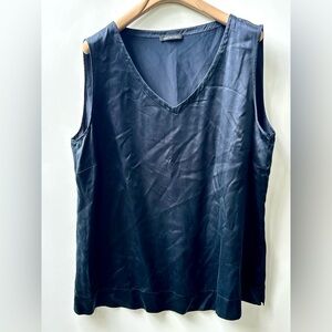 Elena Miro 100% Silk Charmeuse Elegant Navy Sleeveless Top, 16